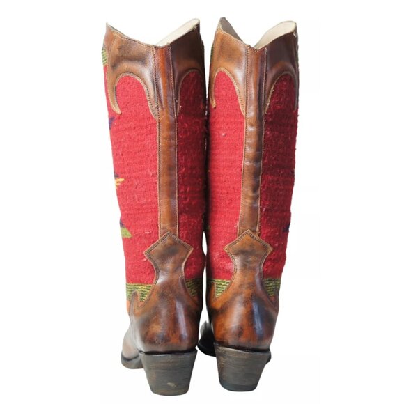 Stetson 17" Tall Knee Hi Cowboy Riding Boots Southwest Blanket Shafts Women's 8 - Picture 7 of 11